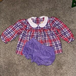 Beaufort Bonnet Purple Plaid Shirt Dress Bloomer Set